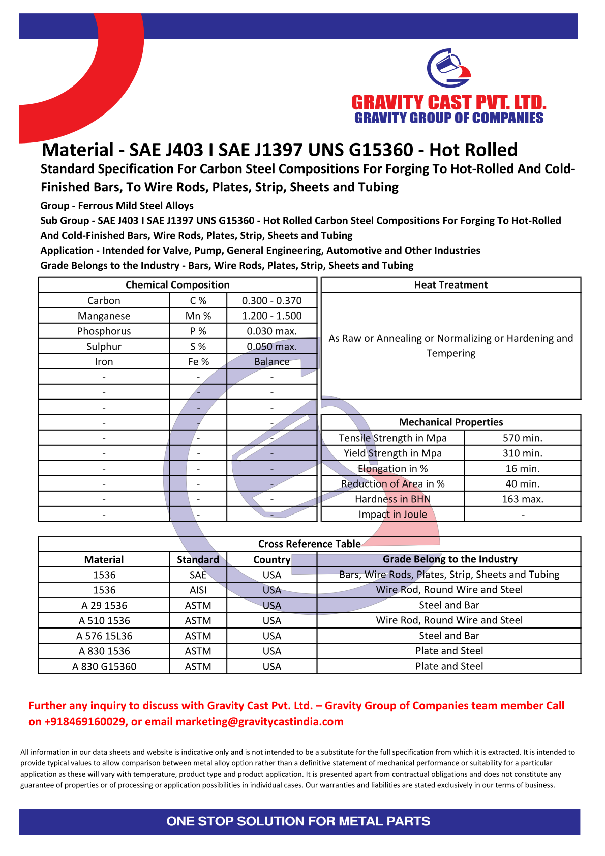 SAE J403 I SAE J1397 UNS G15360 - Hot Rolled.pdf